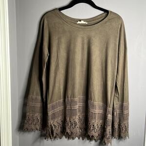 Hem and Thread Brown Long Sleeve Top Size Small